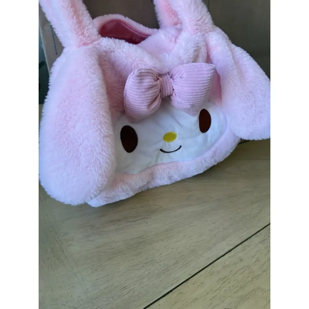 Sanrio My Melody Pink Plush Shoulder Bag Fuzzy Cat Bunny Fluffy Cute Girls